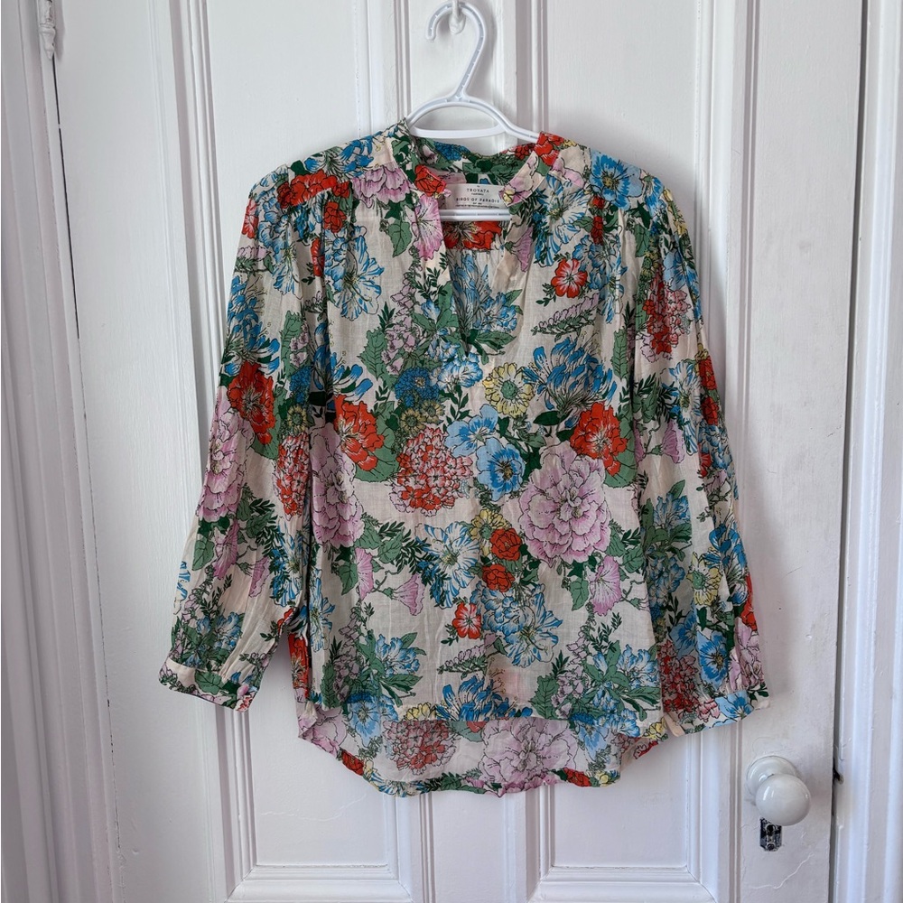 Women’s Trovata Bailey Cotton Long Sleeve Tunic Blouse Birds of Paradis Small